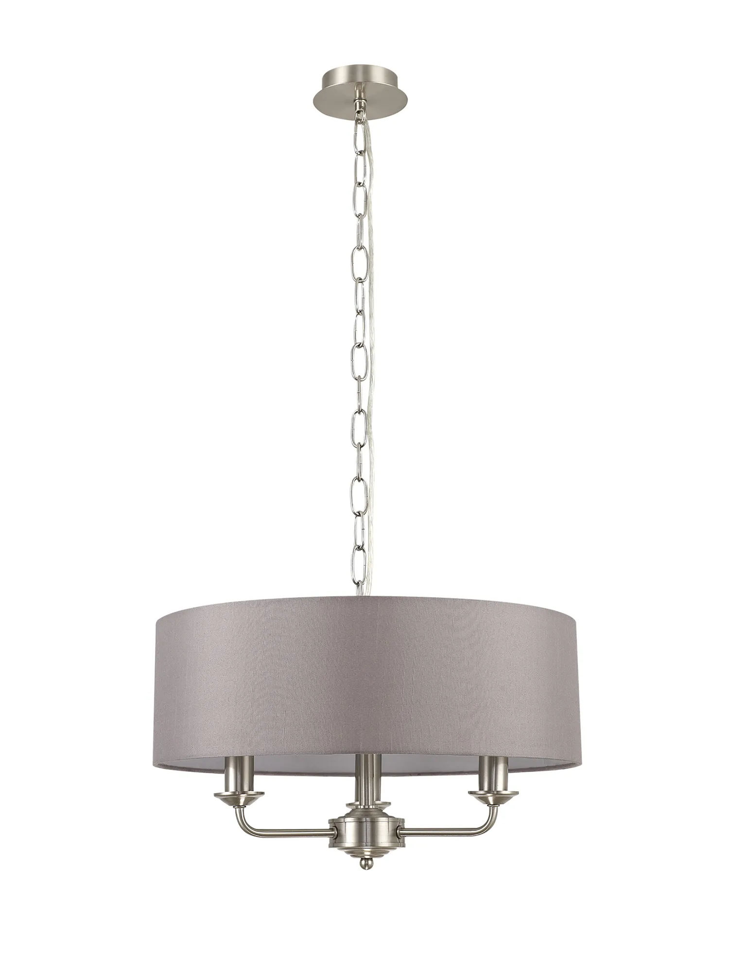 Banyan 45cm 3 Light Pendant Satin Nickel, Grey DK0056  Deco Banyan SN GR